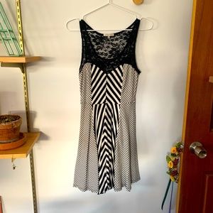 Just ginger stripe lace black and white summer dress